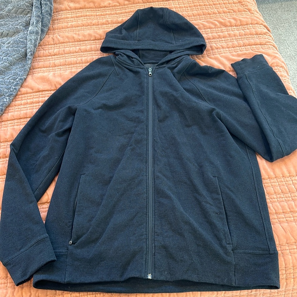 Men’s Lulu heathered dark grey/black full zip sweatshirt